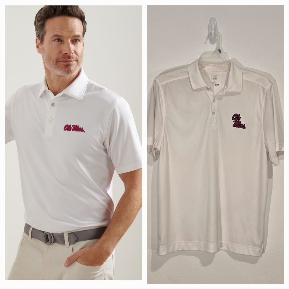 Ole Miss White Polo Shirt Size Large